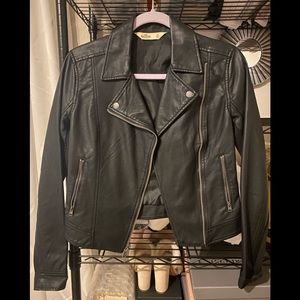 Hollister black leather biker jacket